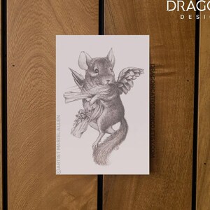Cartão postal padrão com ilustração de querubim chinchila angelical