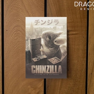 Carte postale standard Chinzilla - Monstre chinchilla gris géant