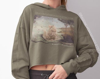 Nascita di Cincillà | Cropped Hoodie for Art Lovers and Chinchilla Lovers!
