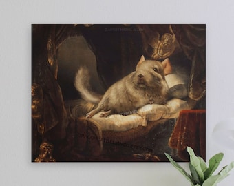 Chinaë in Chiaroscuro! | Rembrandt Chinchilla Parody Poster Art Print