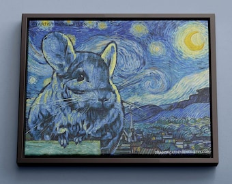 A Chinchilla's Starry Night | Framed Gallery Wrap Canvas
