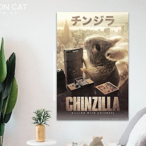 Chinzilla - Giant Grey Chinchilla Monster | Matte Poster for Chinchilla Lovers!