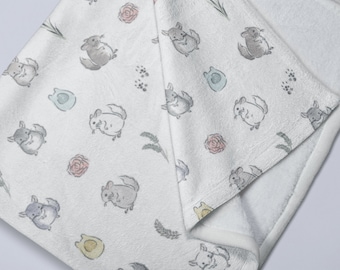 Watercolor Chinchilla Pattern | Throw Blanket
