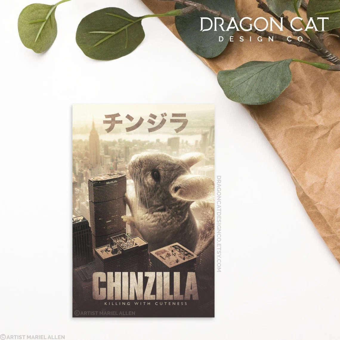 Chinzilla - Giant Grey Chinchilla Monster Standard Postcard - Etsy
