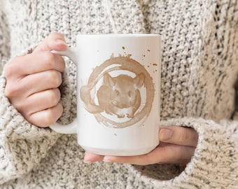 15 Oz Chinchilla Coffee Ring Painting Coffee Mug | Chinchilla Lovers and Coffee Addicts! (Front Facing)