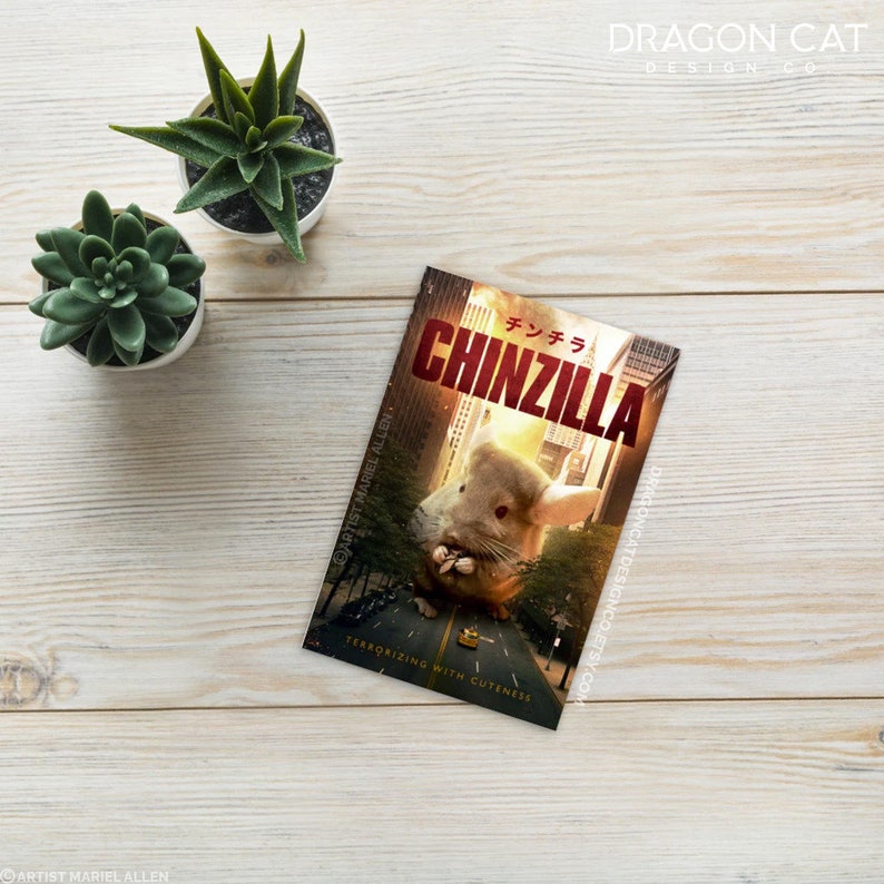 Chinzilla - Giant Light Beige Chinchilla Monster Standard Postcard - Etsy