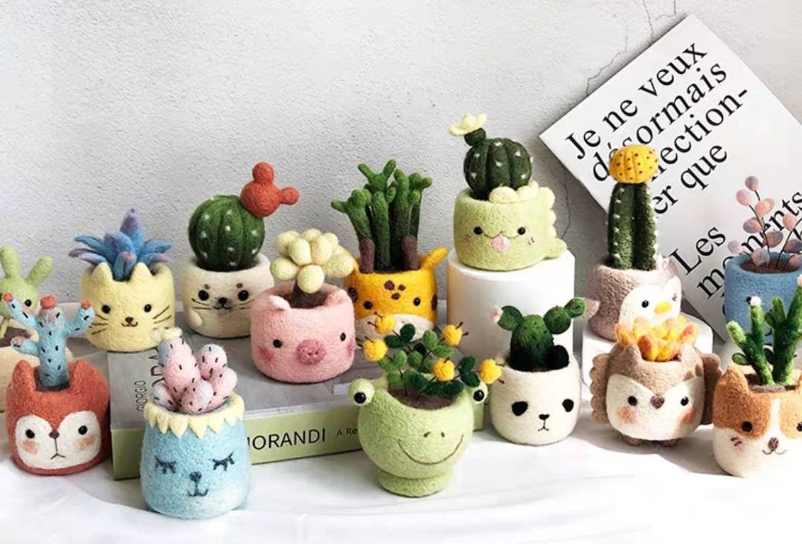 Needle felted pot plant pot flower pot needle felt wool Etsy