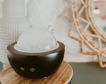 Eden |  Black Wood Base & Glass Dome Diffuser  |  Essential Oil Diffuser  |  Boho Diffuser