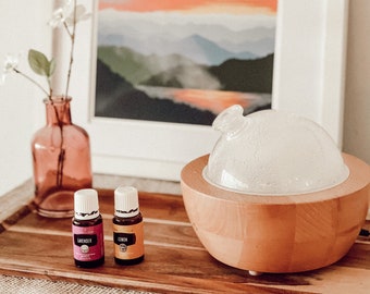 Willow | Glass Dome & Wood Grain Diffuser | Essential Oil Diffuser