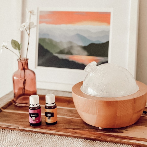 Willow | Glass Dome & Wood Grain Diffuser | Essential Oil Diffuser