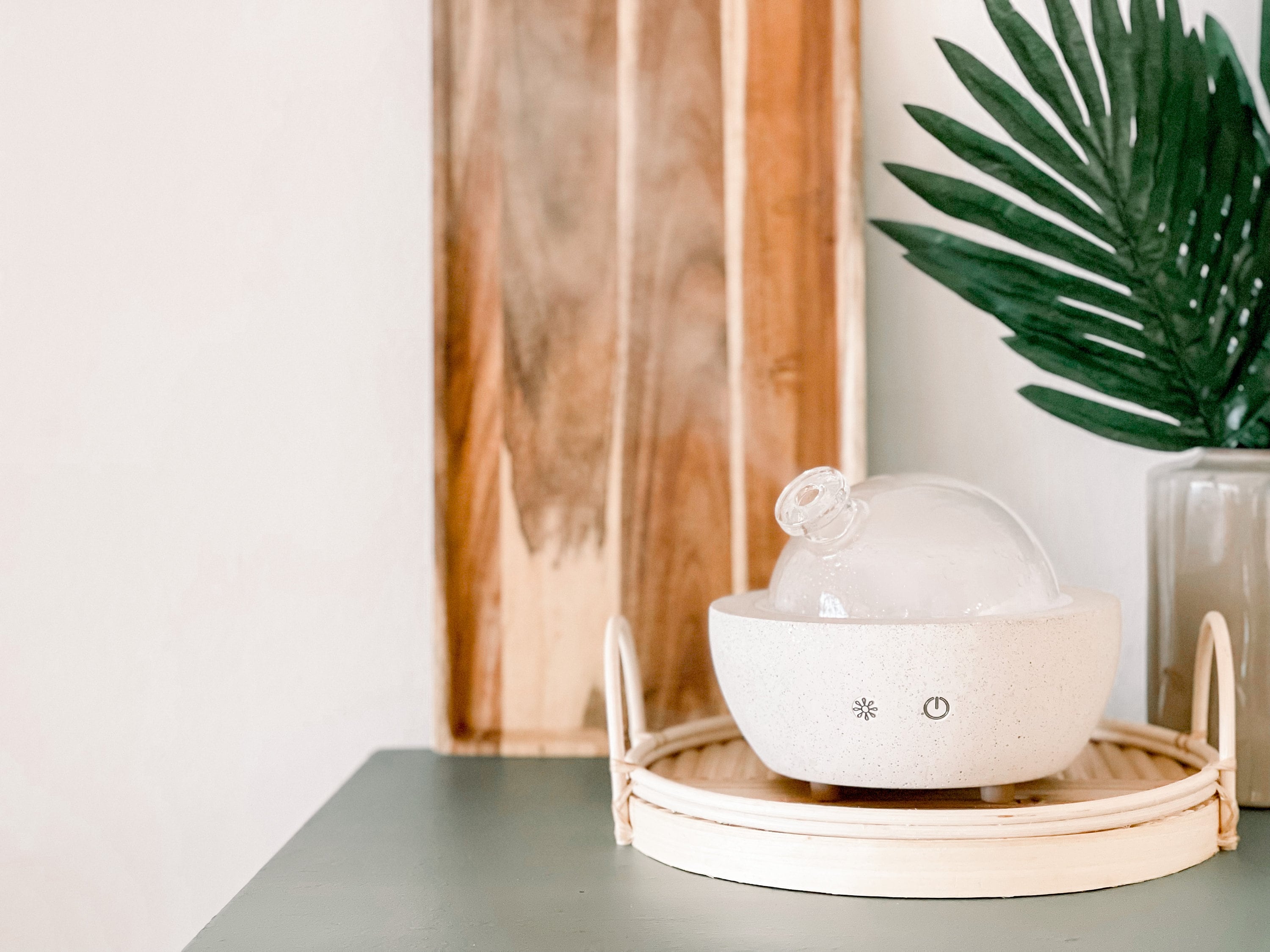 Luna | Glass Dome & White Speckled Concrete Diffuser | Essential Oil Diffuser