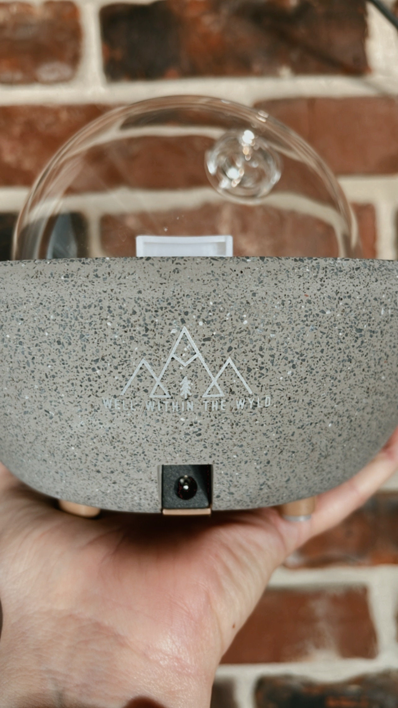 Black Ash Luna | Glass Dome & Speckled Concrete Diffuser | Essential Oil Diffuser