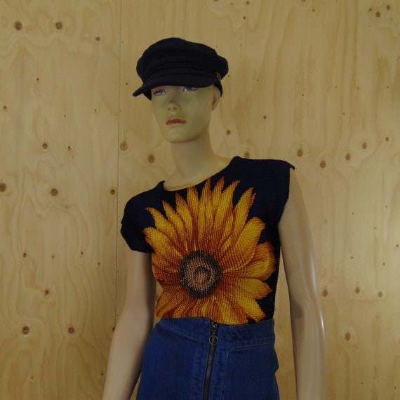 00s Popcorn top zonnebloem, sunflower shirt