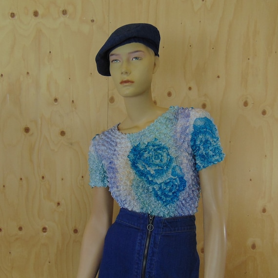 00s popcorn top, stretch shirt, vintage fashion