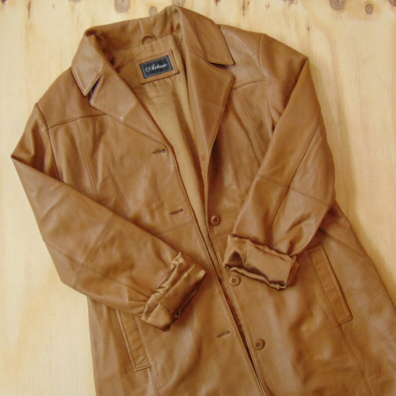 Vintage leren jas cognac kleur maat M vintage bruine leren Etsy Nederland