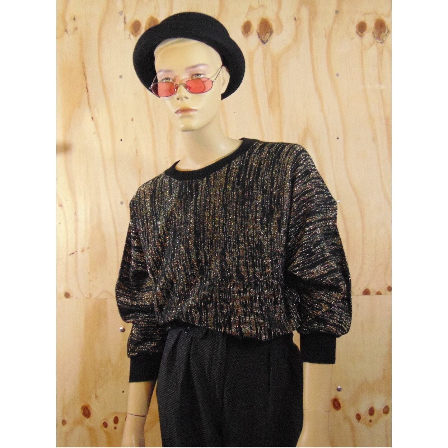 Kleding Dameskleding Sweaters Pullovers Vintage 80's gestreepte geribbelde gebreide trui retro kleur blokstreep V-hals trui wit ringershirt met lange mouwen lichtroze 