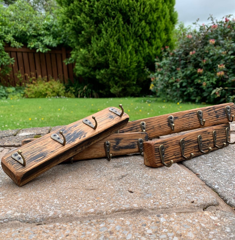 Key Hooks on Genuine Recycled Whisky Stave Key Holder Key Etsy