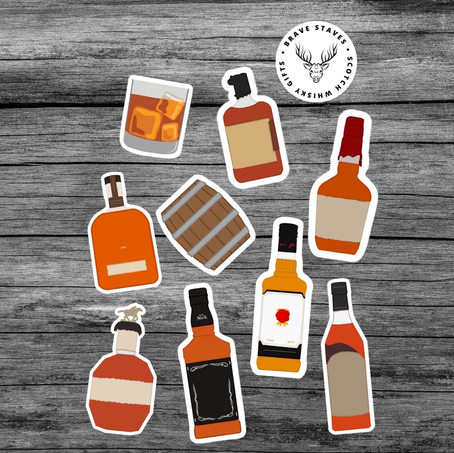 American Bourbon Stickers 10 Fun Bourbon Bottle Sticker Pack Etsy