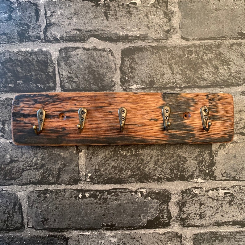 Key Hooks on Genuine Recycled Whisky Stave Key Holder Key Etsy