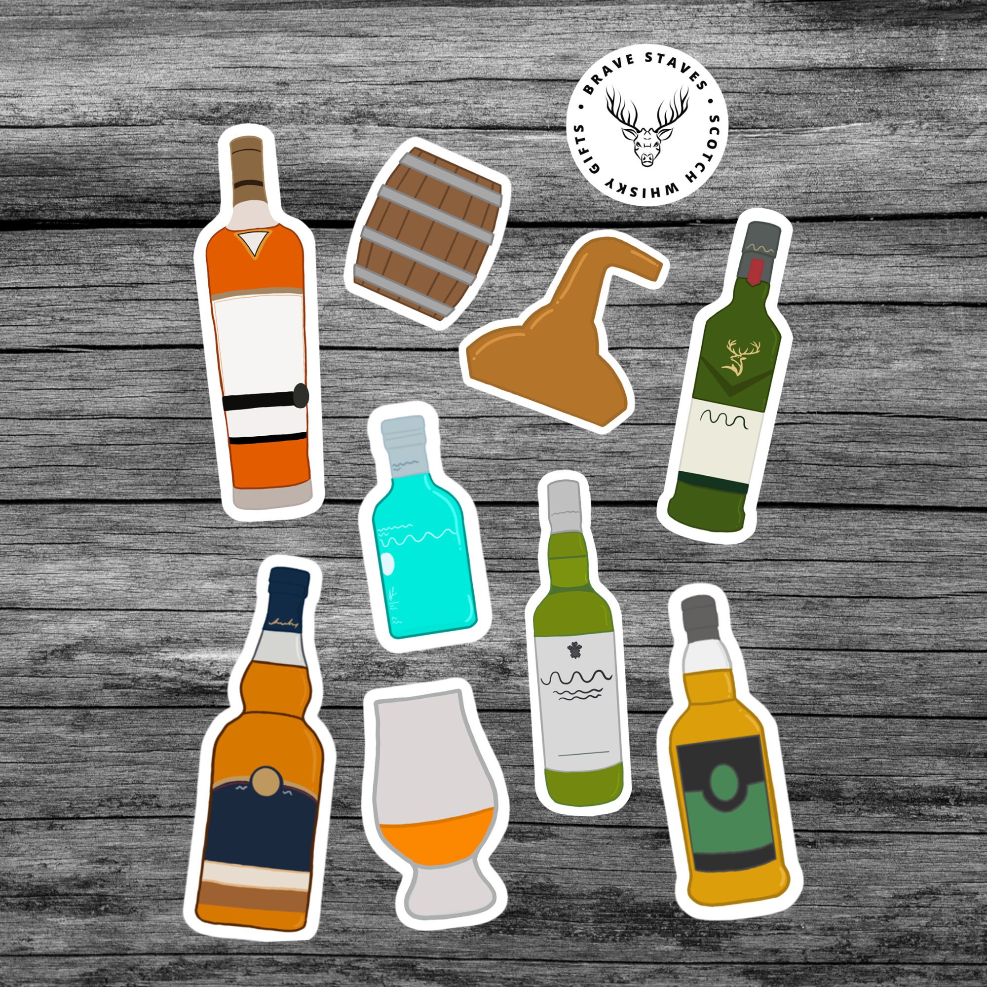 Scotch Whisky Stickers 10 Fun Whisky Bottle Sticker Pack | Etsy