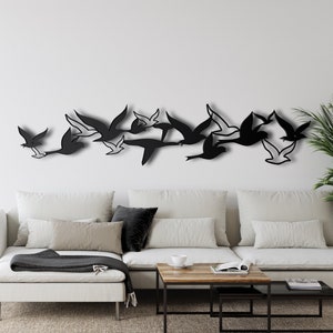 Metal Birds Wall Art, Metal Wall Art, Metal Wall Decor, Flying Birds Flock Decor, Home Living Room Wall Art, Interior Decoration, Bird Sign