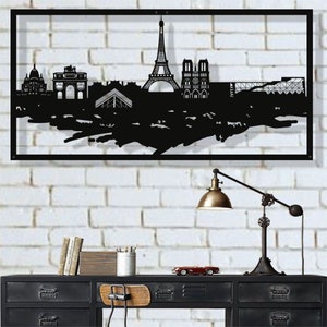 Paris Skyline Metal Wall Art, Metal Wall Decor, Metal Wall Hangings, Home Living Room Decoration, City Silhouette Wall Art