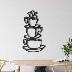 Coffee Cups Wall Decor, Metal Wall Decor, Metal Wall Art, Coffee Decor, Home Kitchen Decoration, Wall Hanging, Coffee Shop Decor