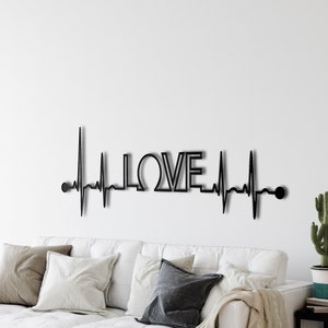 Ekg Love Wall Art, Metal Wall Decor, Living Room Decoration, Wall Hangings, Love Gift, Ekg Rhythm Love Art