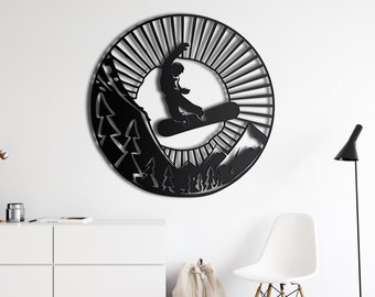 Snowboard Wall Art, Metal Wall Decor, Metal Wall Art, Snowboarder Silhouette, Interior Decoration, Wall Hangings, Ski Lover Gift