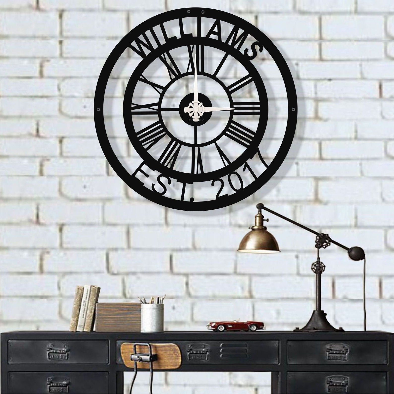 Metal Wall Clock Personalized Clock Family Name Clock Metal Etsy