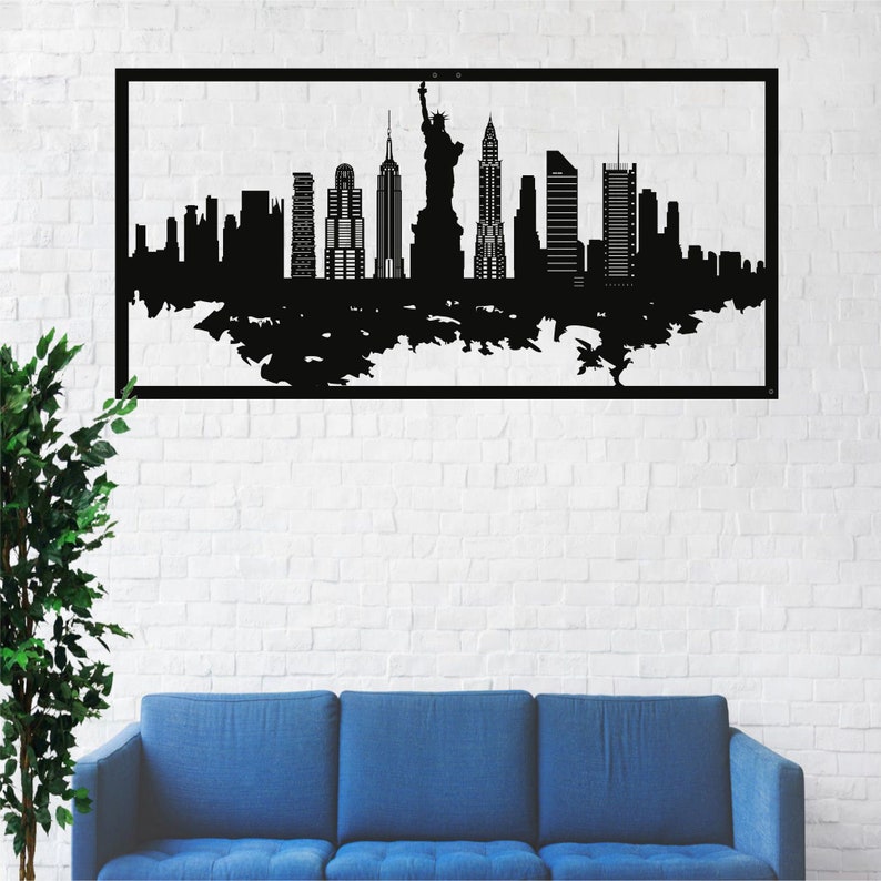 New York Skyline Metal Wall Art Metal Wall Decor Metal Wall Etsy