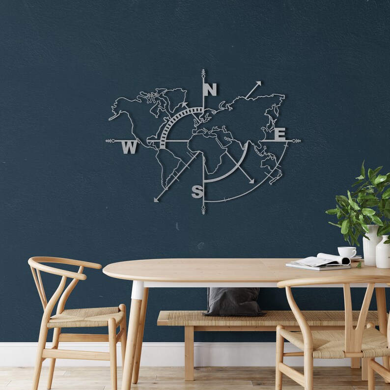 World Map Wall Art Metal Wall Decor Metal Wall Hangings Etsy