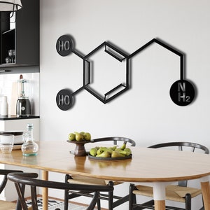Metal Wall Art - Dopamine - Metal Wall Decor, Molecule Art, Office Decoration, Symbol Nerd Art, Science Art, Biology Chemistry Medical