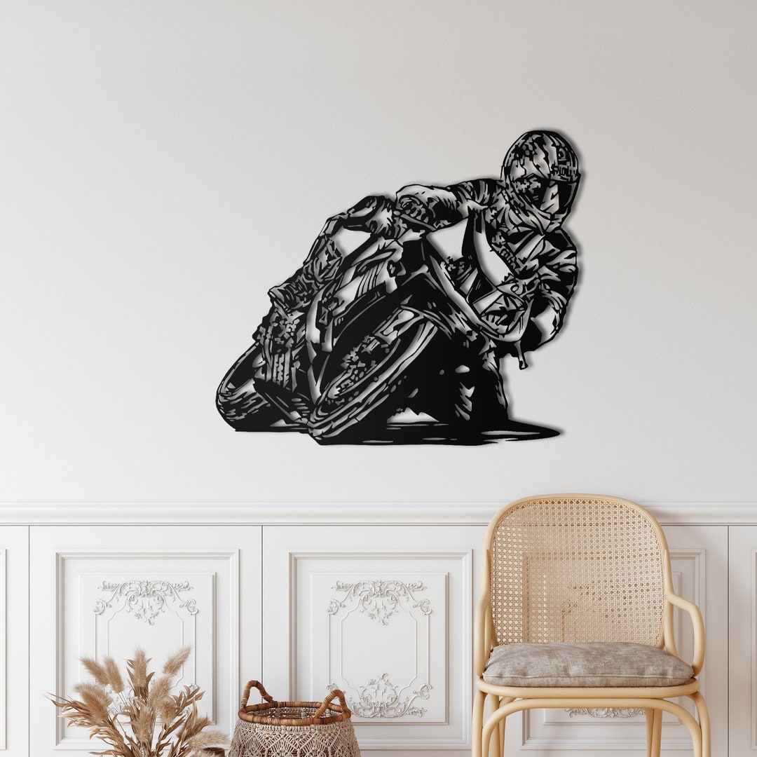 Motorcycle Race Wall Art, Metal Wall Art, Metal Wall Decor, Living Room