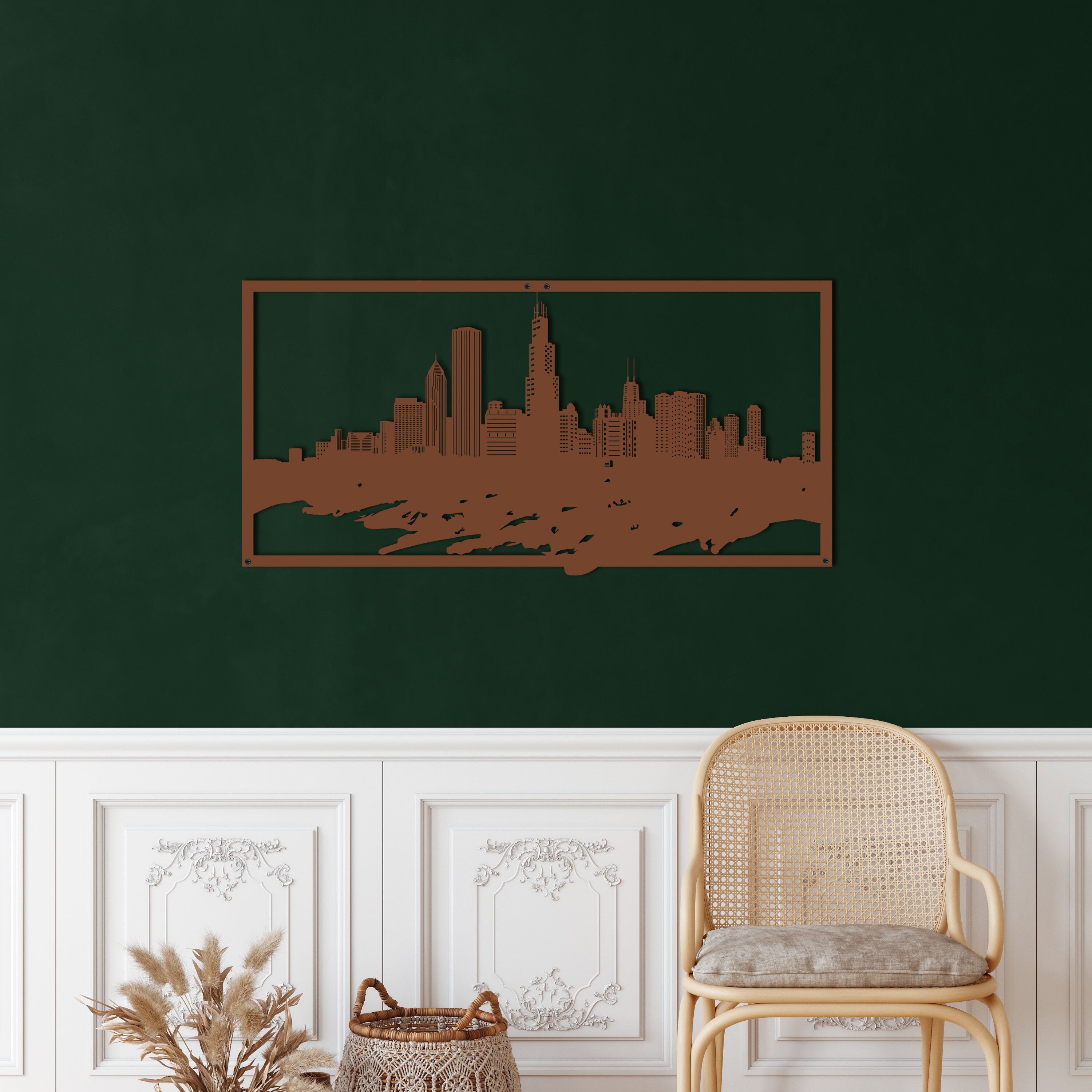 Chicago Skyline Metal Wall Art Metal Wall Decor Metal Wall Etsy