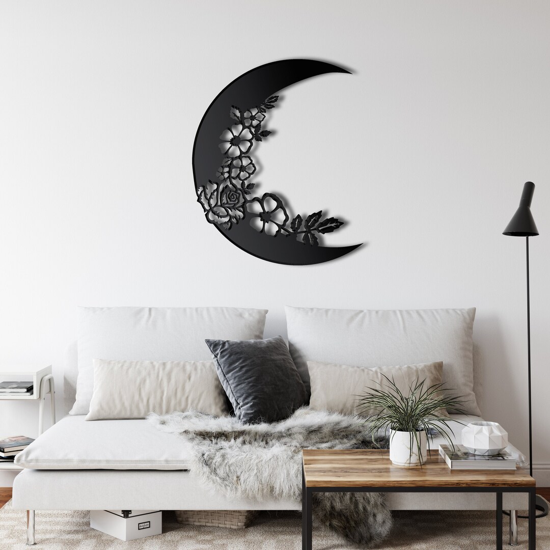 The Moon Wall Art Metal Wall Art Metal Wall Decor Half Moon Etsy