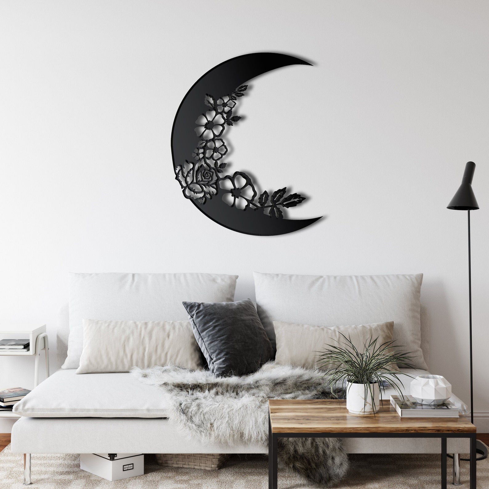The Moon Wall Art Metal Wall Art Metal Wall Decor Half Moon Etsy
