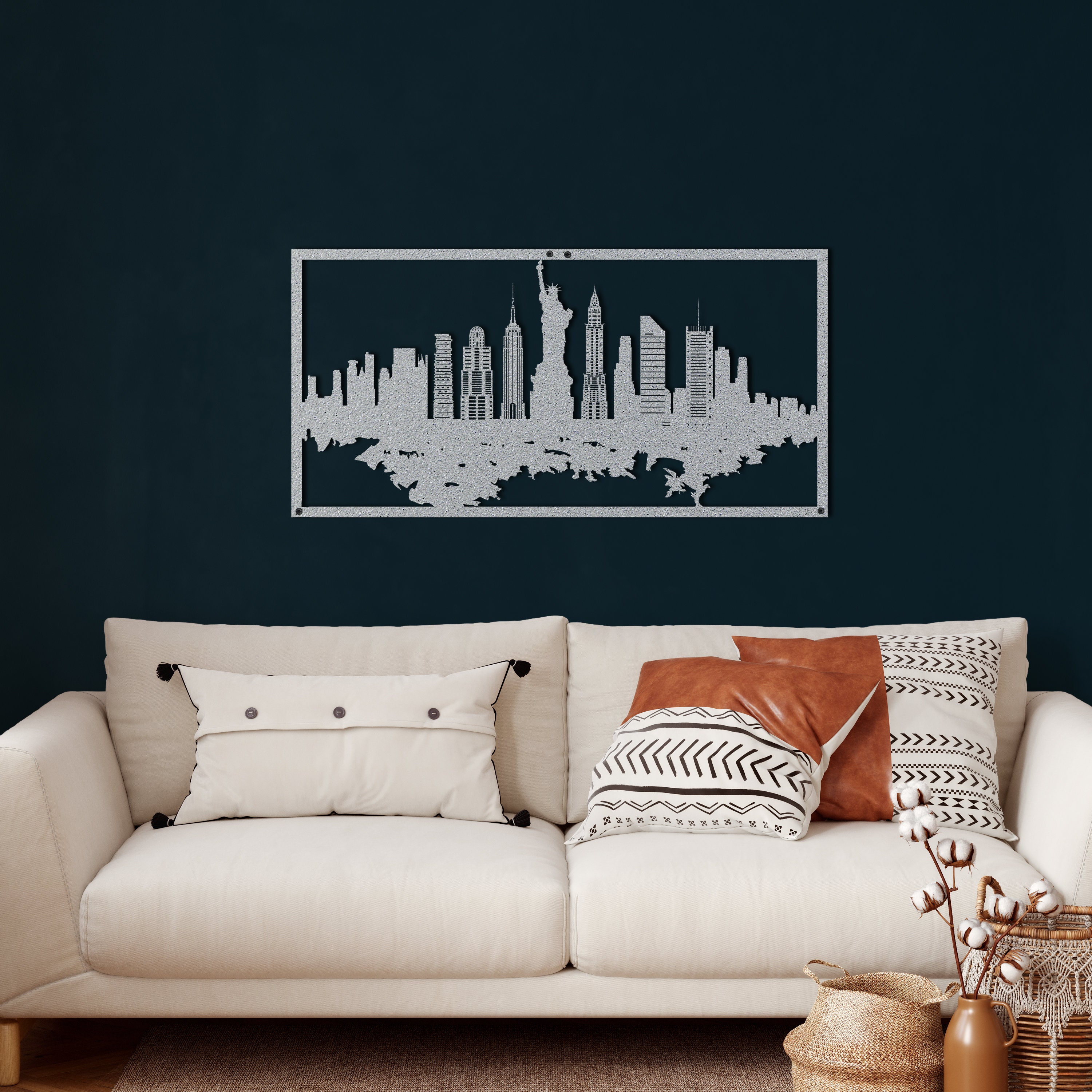 New York Skyline Metal Wall Art Metal Wall Decor Metal Wall Etsy