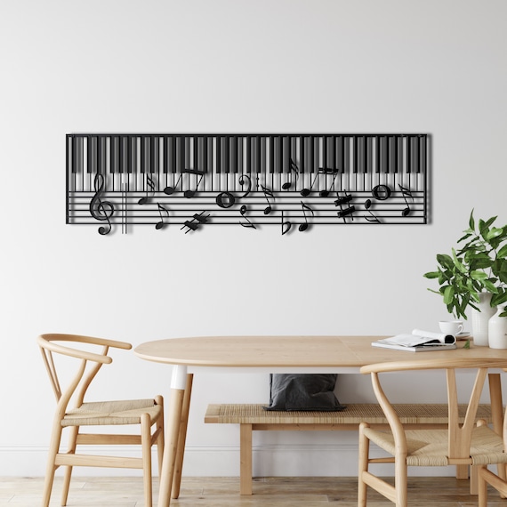 Piano and Music Notes Metal Wall Decor Metal Piano Wall Art Etsy Canada