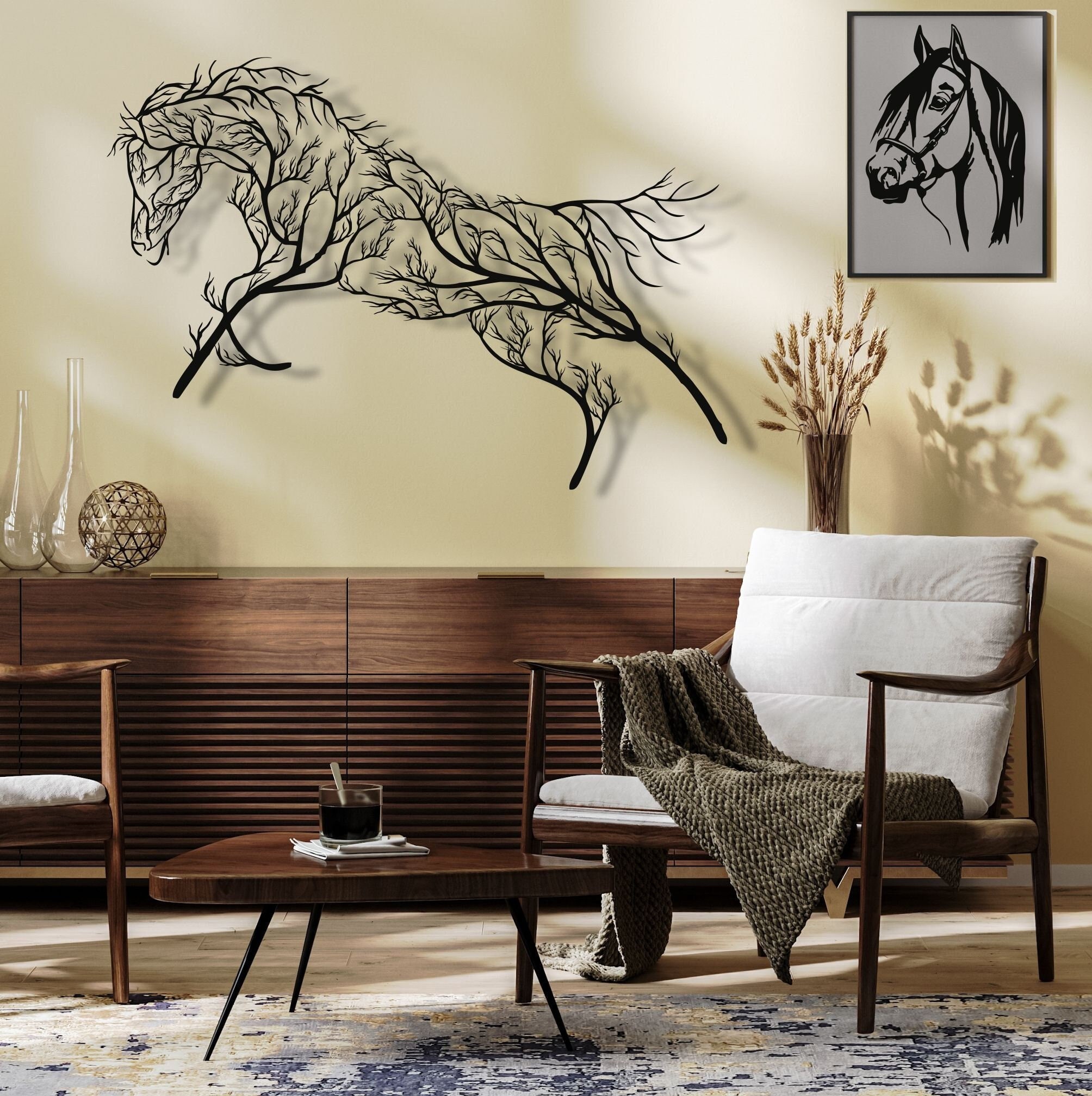 Metal Horse Art Horse Tree Metal Wall Art Horse Sign Etsy