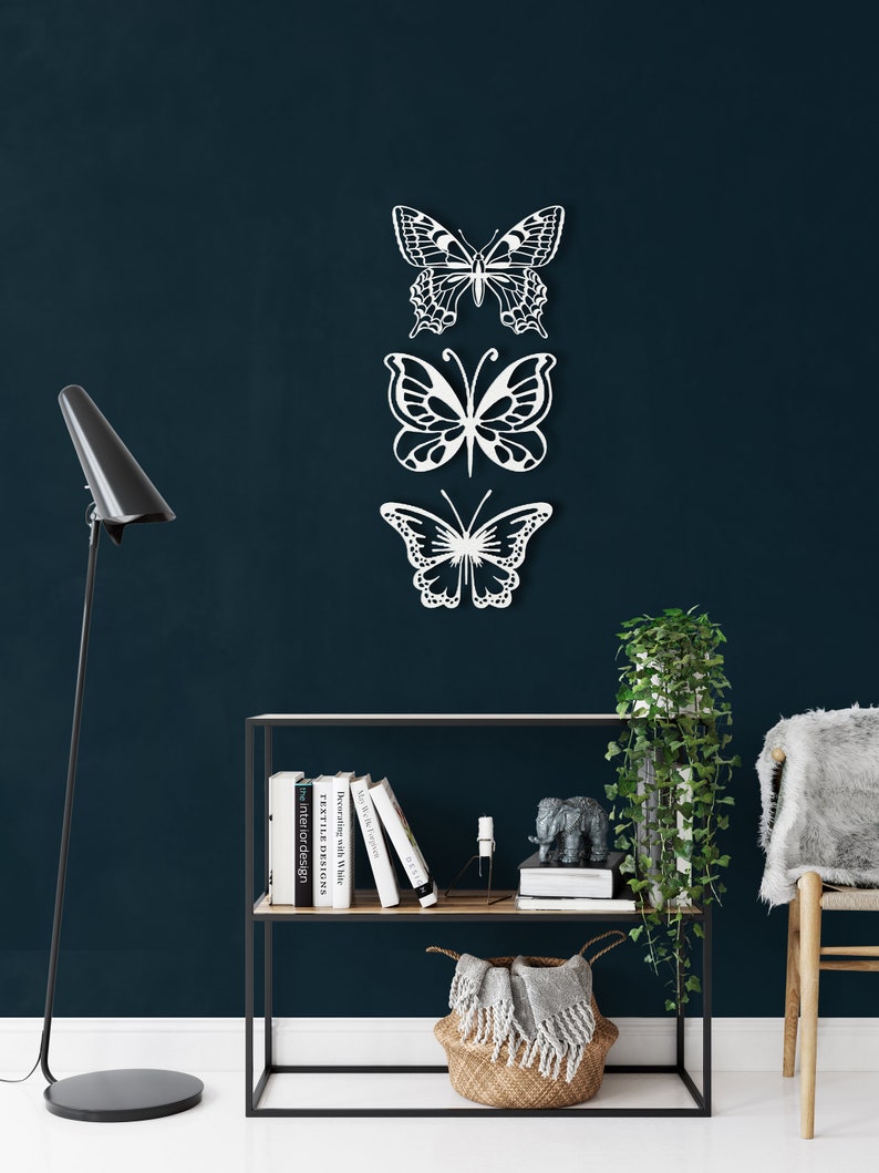 Metal Wall Art Set of 3 Butterflies Metal Wall Decor Metal Etsy