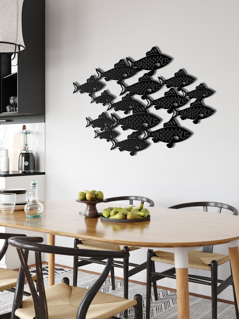 Metal Fish Shoal Wall Decor Metal Wall Art Fishing Gift Etsy