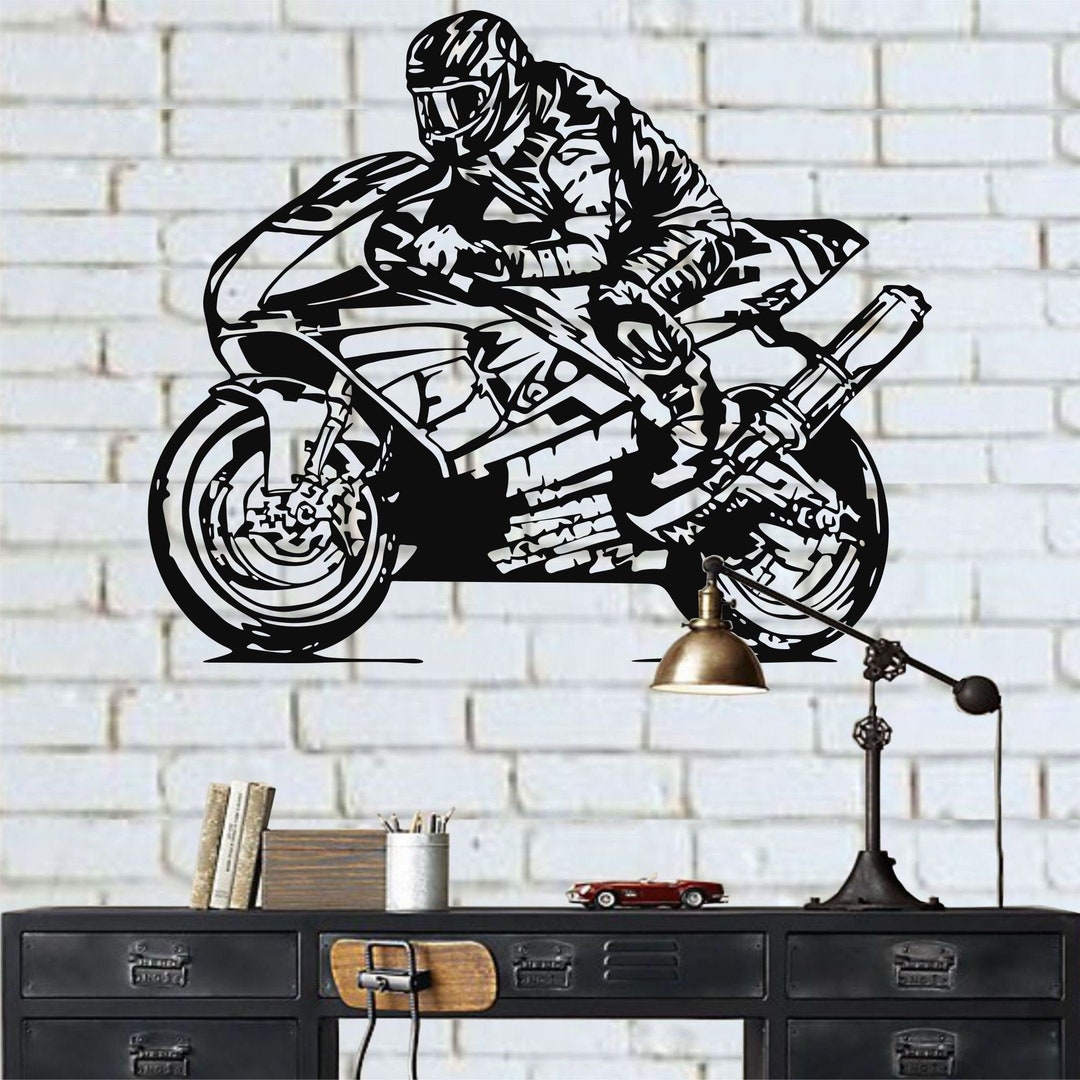 Motorcycle Race Wall Art, Metal Wall Art, Metal Wall Decor, Living Room