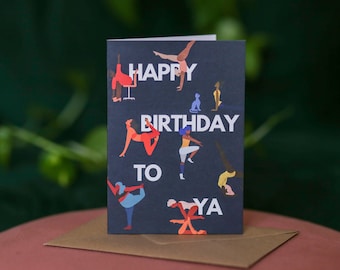 Geburtstagskarte | Yoga Karte | Schwarzes Geschäft im Besitz | Diverse Karten | A6 | Schwarze Karten | Turnkarte | Alles Gute zum Geburtstag an Ya