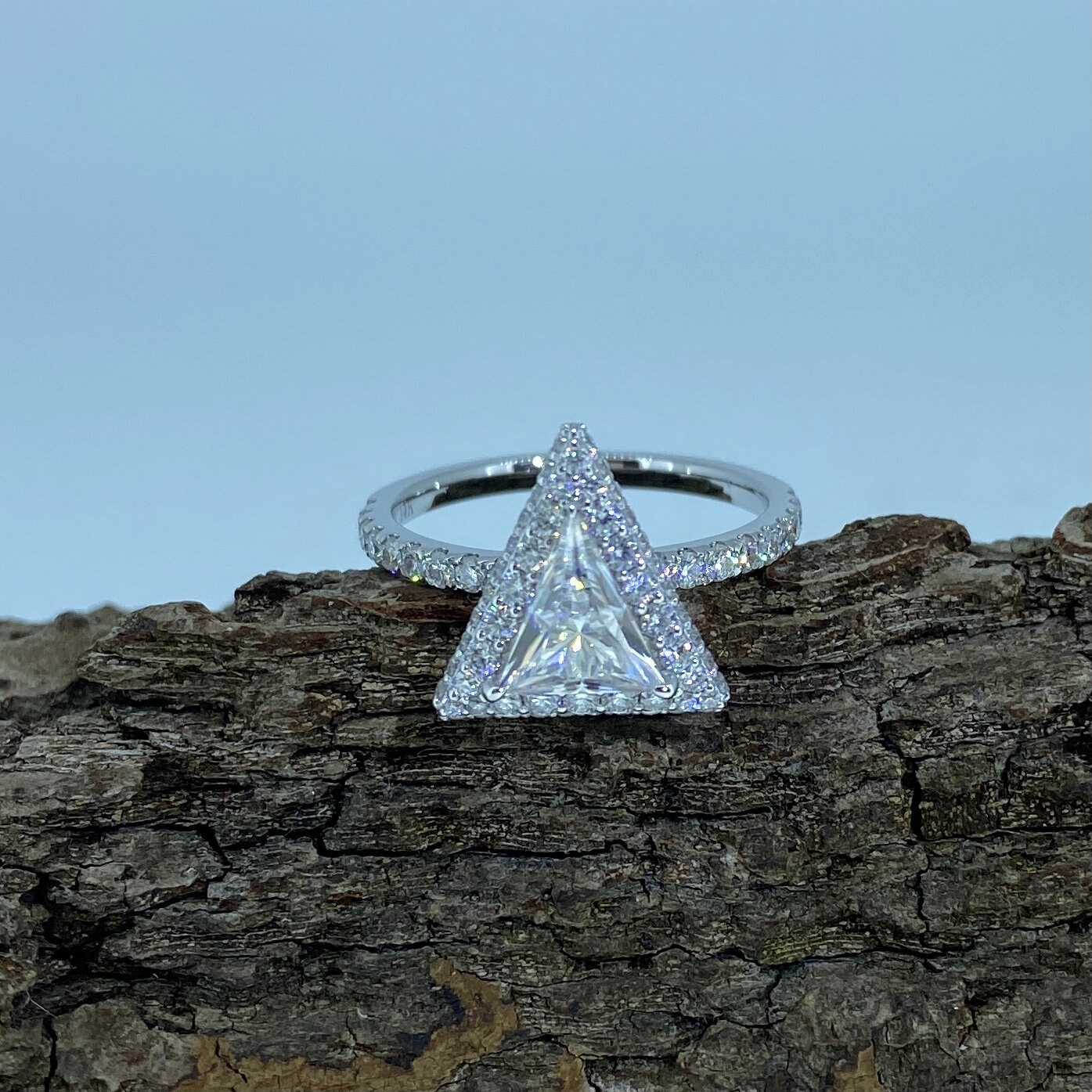 Triangle Lab Diamond 1.2 Ct Lab Grown Diamond Triangle Cut Engagement Ring/14k White Gold 0. ...