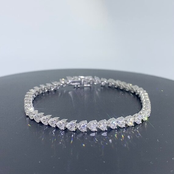 Carats Lab Grown Diamond 14K Solid Gold Tennis Bracelet/