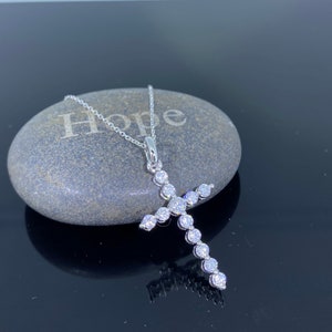 14K Rose Gold Lab Grown Diamond Cross Necklace/ 3 Sizes 0.33ct; 0.48 ct; 0.73 ct / Three Finishes (N01)