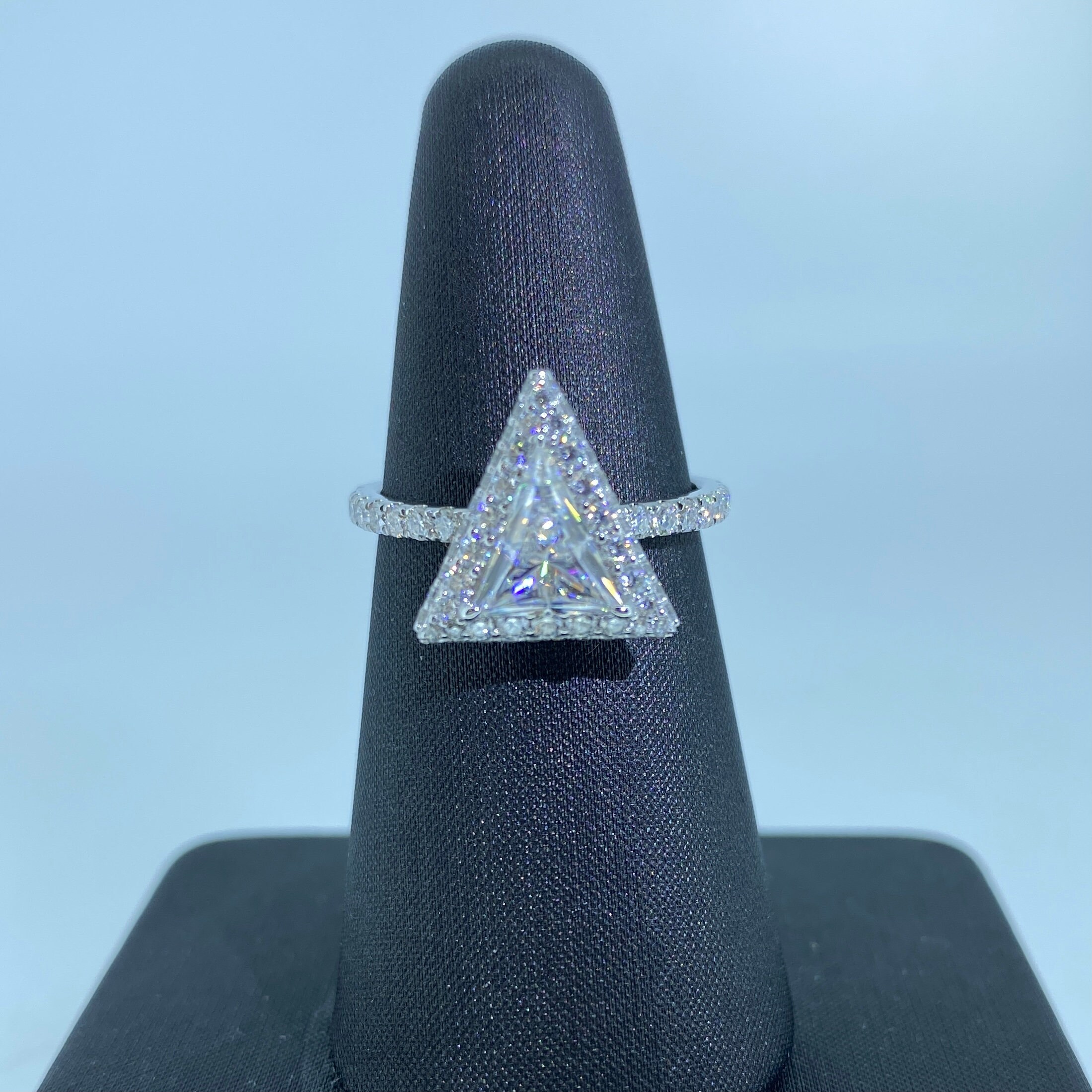 Triangle Lab Diamond 1.2 Ct Lab Grown Diamond Triangle Cut Engagement Ring/14k White Gold 0. ...