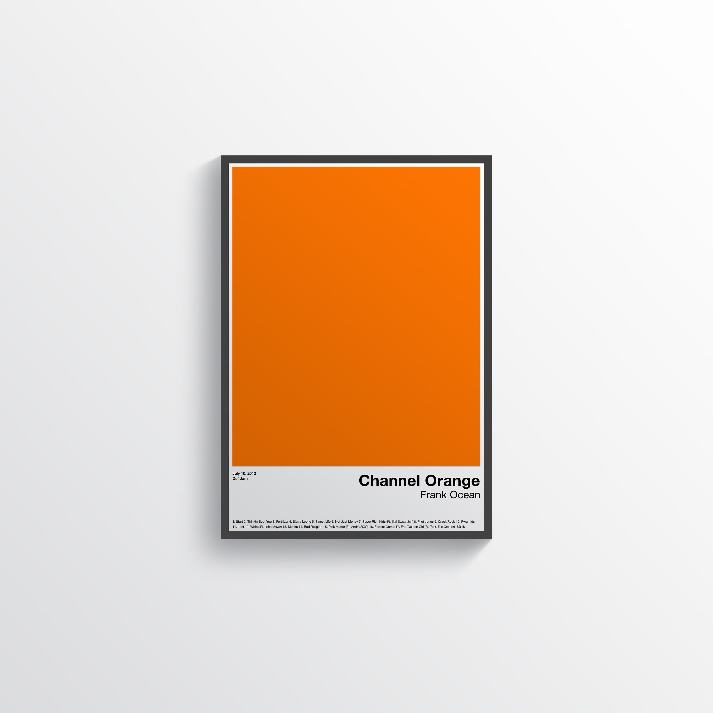 Frank Ocean Poster Channel Orange Album Cover Music Song Etsy