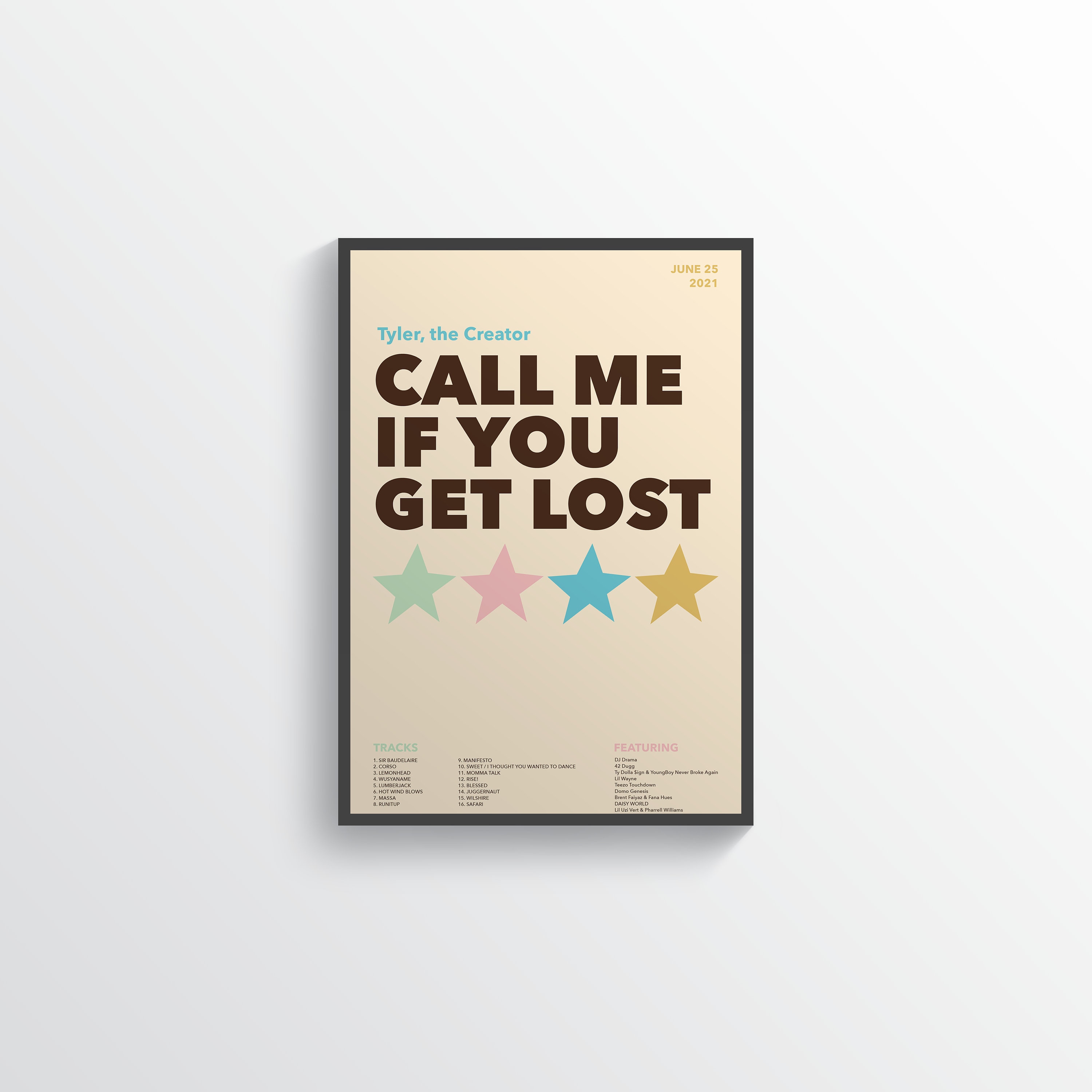 Tyler The Creator Poster Call Me If You Get Lost Album Cover Etsy